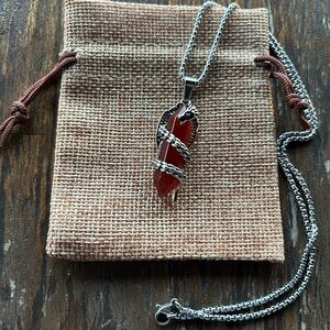 Carnelian Dragon Necklace Mens Crystal Necklace Carnelian Unisex Necklace